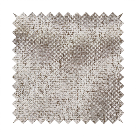 A tightly woven fabric in a neutral, multi-tonal light grey and off-white blend, featuring a distinct, structured basket-weave pattern.