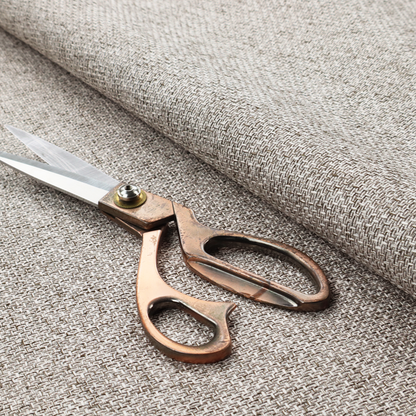 A tightly woven fabric in a neutral, multi-tonal light grey and off-white blend, featuring a distinct, structured basket-weave pattern.