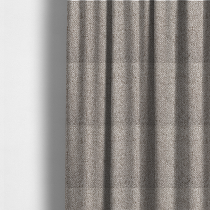 The fabric used to create these made-to-measure curtains is a tightly woven fabric in a neutral, multi-tonal light grey and off-white blend, featuring a distinct, structured basket-weave pattern.
