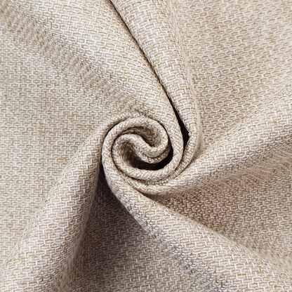 A tightly woven fabric in a soft, neutral cream or off-white shade, featuring a distinct, structured basket-weave pattern.
