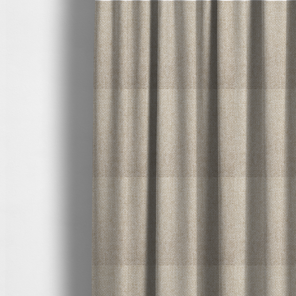 The fabric used to create these made-to-measure curtains is a tightly woven fabric in a soft, neutral cream or off-white shade, featuring a distinct, structured basket-weave pattern.