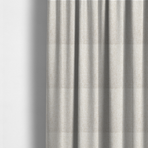 The fabric used to create these made-to-measure curtains is a tightly woven fabric in a clean, bright off-white or light ivory shade, featuring a distinct, structured basket-weave pattern.