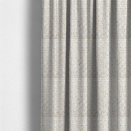 The fabric used to create these made-to-measure curtains is a tightly woven fabric in a clean, bright off-white or light ivory shade, featuring a distinct, structured basket-weave pattern.
