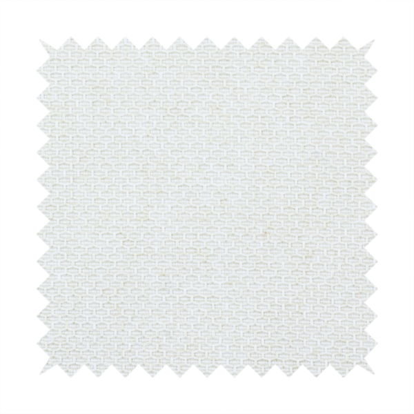 A tightly woven fabric in a clean, crisp off-white or light cream shade, featuring a distinct, structured basket-weave pattern.