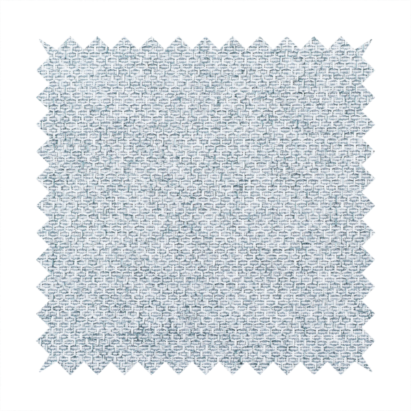 A tightly woven fabric in a soft, cool-toned sky blue and white blend, featuring a distinct, structured basket-weave pattern.
