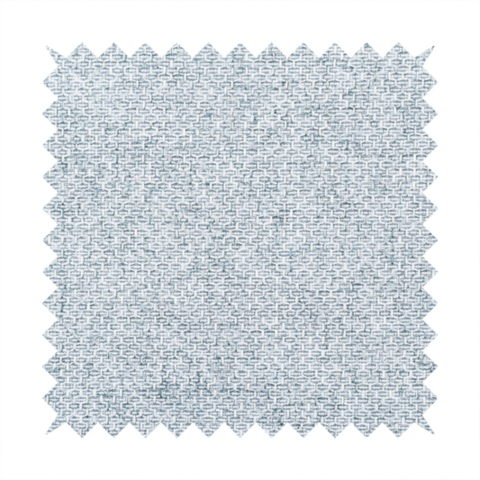 A tightly woven fabric in a soft, cool-toned sky blue and white blend, featuring a distinct, structured basket-weave pattern.