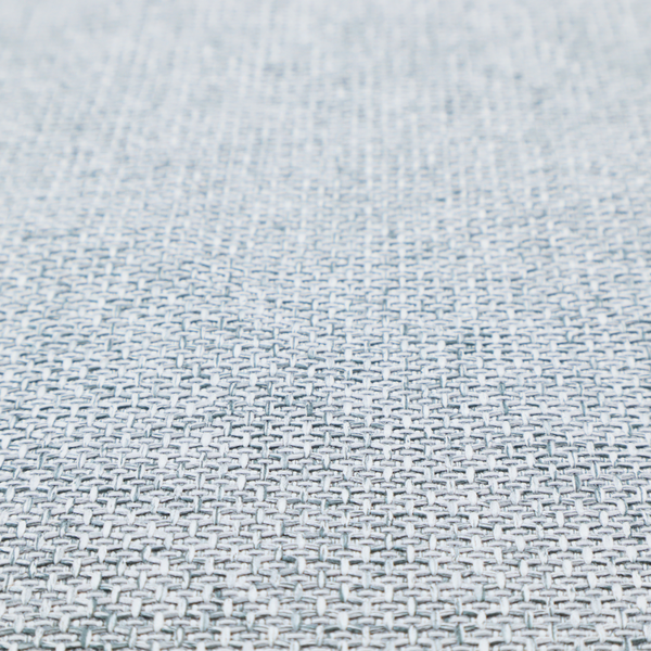 A tightly woven fabric in a soft, cool-toned sky blue and white blend, featuring a distinct, structured basket-weave pattern.