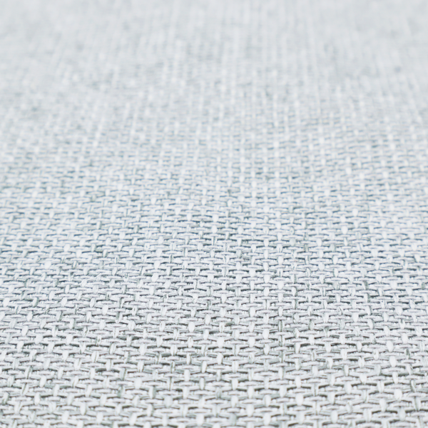 A tightly woven fabric in a bright, airy, and cool-toned silvery white, featuring a distinct, structured basket-weave pattern.
