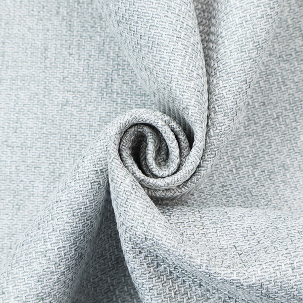 A tightly woven fabric in a bright, airy, and cool-toned silvery white, featuring a distinct, structured basket-weave pattern.