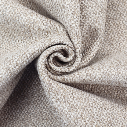 A multi-tonal, textured basket weave in a sophisticated blend of beige, taupe, and off-white yarns.