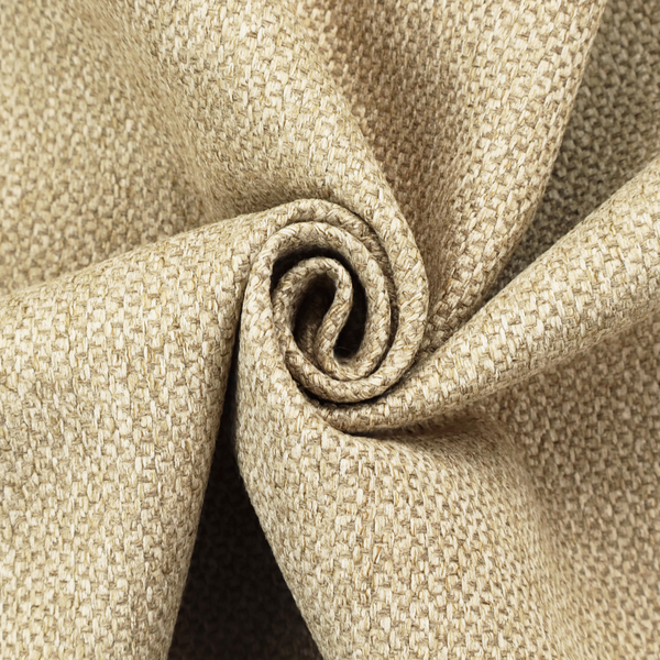 This fabric features a rich, multidimensional basket weave in warm, golden-tan tones.