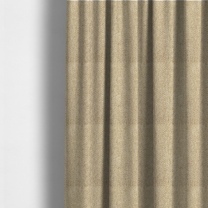 The fabric used to create these made-to-measure curtains is a fabric features a rich, multidimensional basket weave in warm, golden-tan tones.