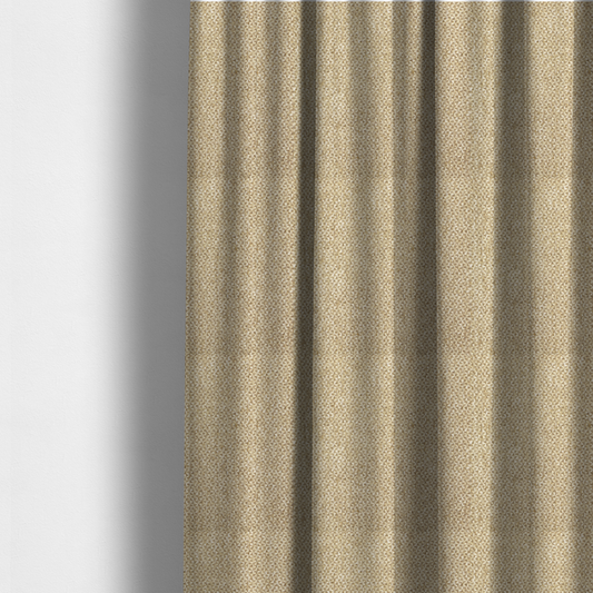 The fabric used to create these made-to-measure curtains is a fabric features a rich, multidimensional basket weave in warm, golden-tan tones.