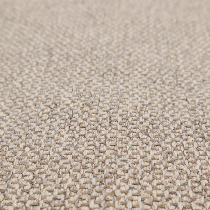 This fabric features a tight, structured basket weave in a sophisticated blend of cool taupe, grey, and off-white yarns.