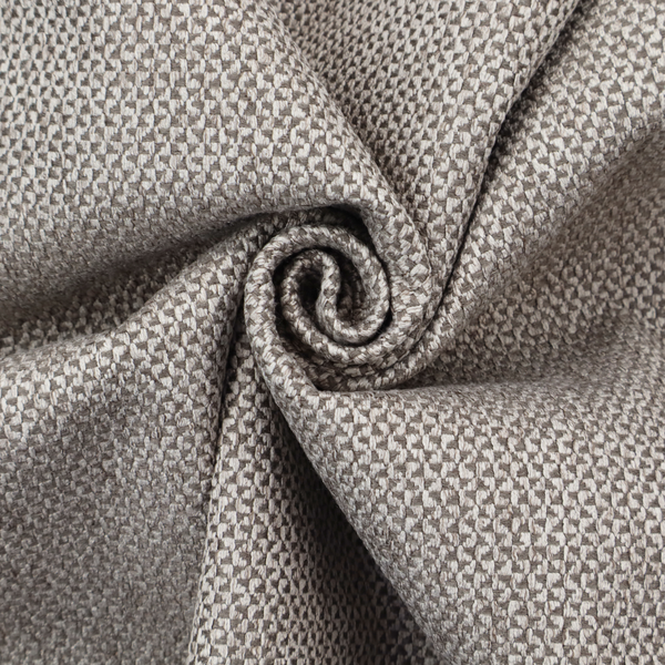 This fabric features a tight, structured basket weave in a versatile, mid-tone grey.