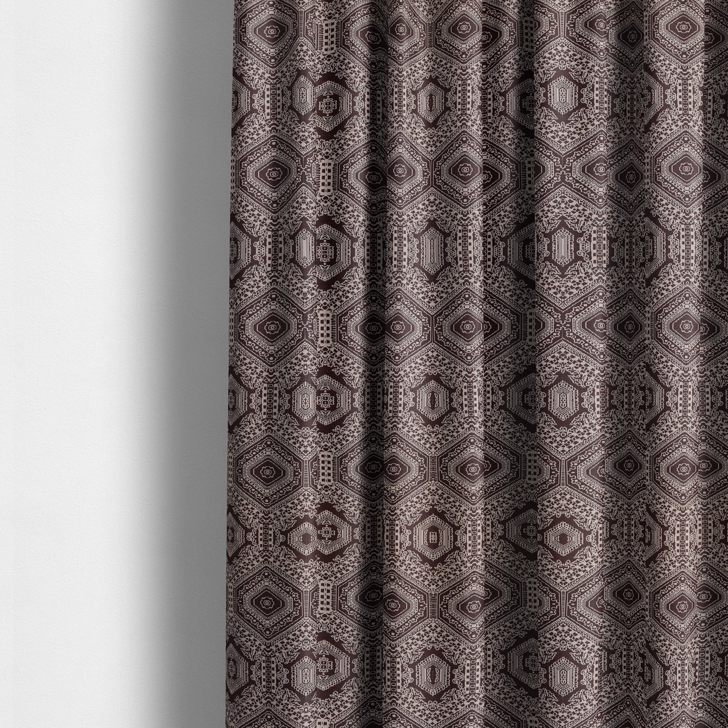 Althea Flat Weave Chenille Medallion Kilim Pattern In Red Burgundy Furnishing Fabric CTR-335 - Made To Measure Curtains