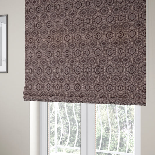 Althea Flat Weave Chenille Medallion Kilim Pattern In Red Burgundy Furnishing Fabric CTR-335 - Roman Blinds