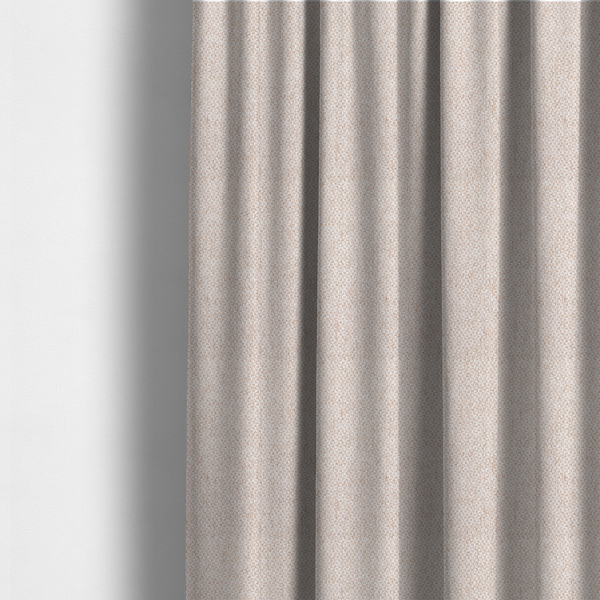 The fabric used to create these made-to-measure curtains is a fabric features a delicate, fine-grained basket weave in a soft, light blush or warm champagne tone.