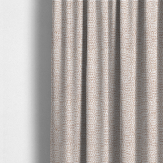 The fabric used to create these made-to-measure curtains is a fabric features a delicate, fine-grained basket weave in a soft, light blush or warm champagne tone.