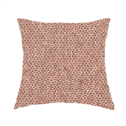 The fabric  used to create this handmade cushion is a fabric features a tight, structured basket weave in a warm, muted copper or terra-cotta tone.