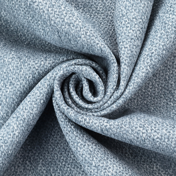 This fabric features a tight, structured basket weave in a soft, cool-toned sky blue.