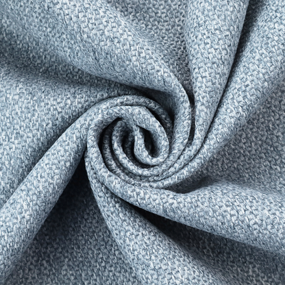This fabric features a tight, structured basket weave in a soft, cool-toned sky blue.