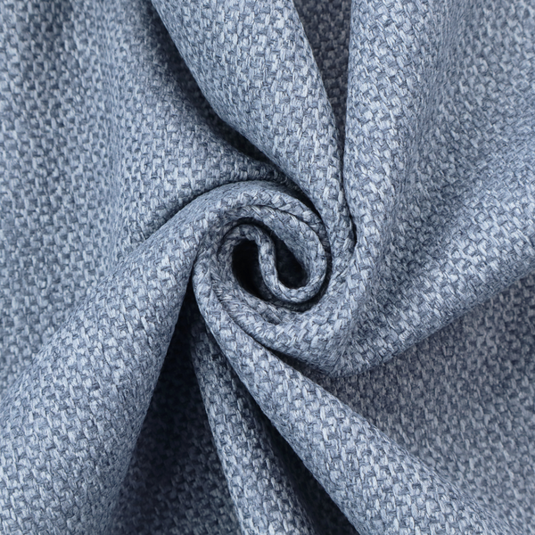 This fabric features a tight, structured basket weave in a rich, mid-tone slate blue.