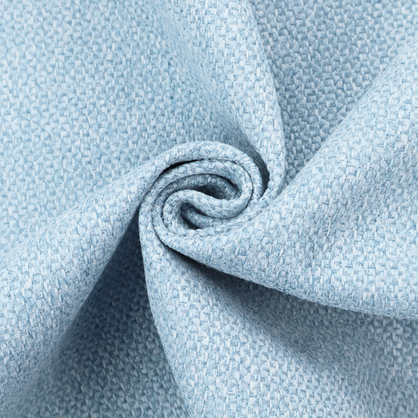 This fabric features a tight, structured basket weave in a soft, airy powder blue.