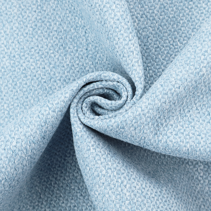 This fabric features a tight, structured basket weave in a soft, airy powder blue.