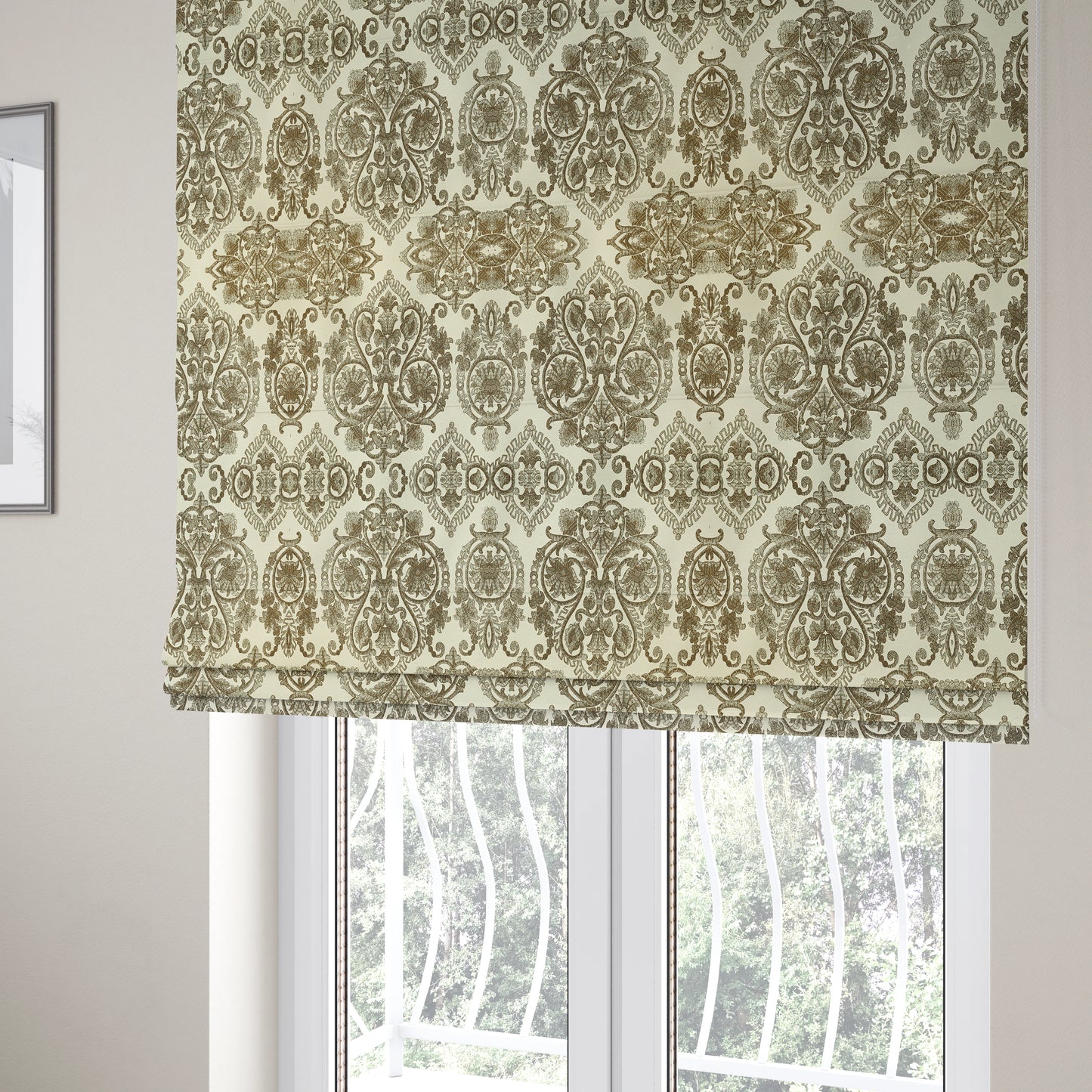 Starla Flat Weave Chenille Damask Pattern In Brown Furnishing Fabric CTR-336 - Roman Blinds