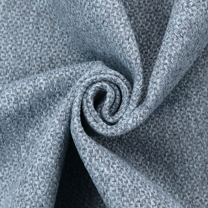 This fabric features a tight, structured basket weave in a versatile, deep steel blue.