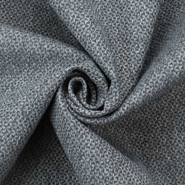 This fabric features a tight, structured basket weave in a versatile, deep charcoal grey.