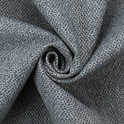 This fabric features a tight, structured basket weave in a versatile, deep charcoal grey.