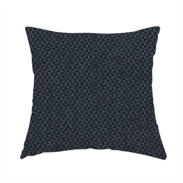 The fabric used to create this handmade cushion is a fabric features a tight, structured basket weave in a deep, moody charcoal or near-black tone.