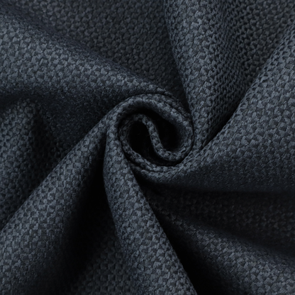 This fabric features a tight, structured basket weave in a deep, moody charcoal or near-black tone.