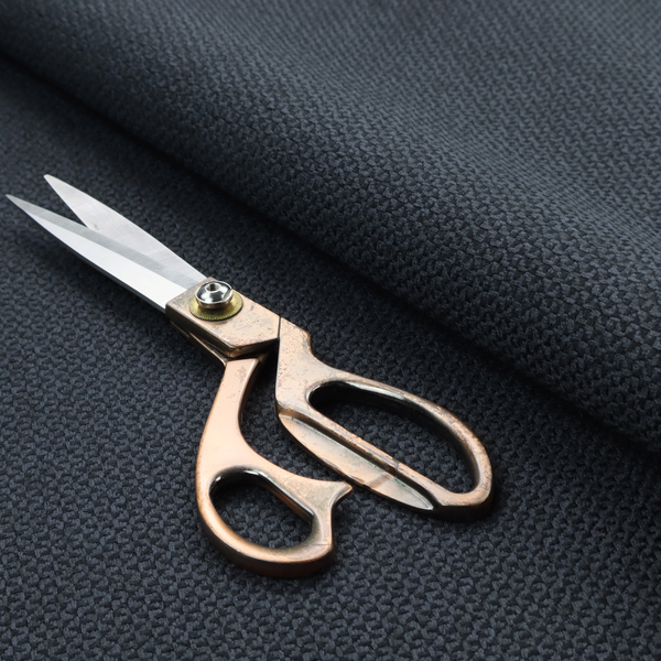 This fabric features a tight, structured basket weave in a deep, moody charcoal or near-black tone.
