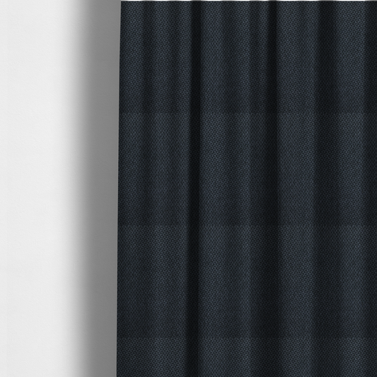 The fabric used to create these made-to-measure curtains is a fabric features a tight, structured basket weave in a deep, moody charcoal or near-black tone.