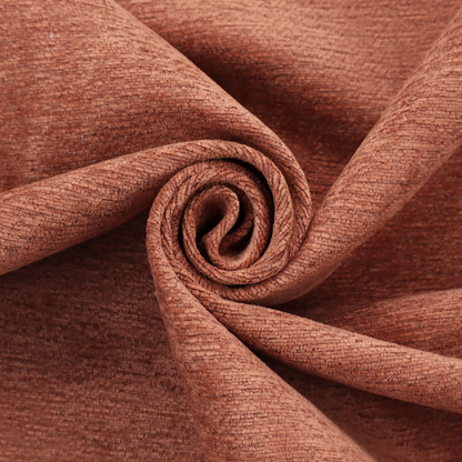 A vibrant, warm terracotta or rust-coloured weave. It features a dense, structured texture with horizontal ribbing and a consistent, slightly nubby finish that adds depth and character.