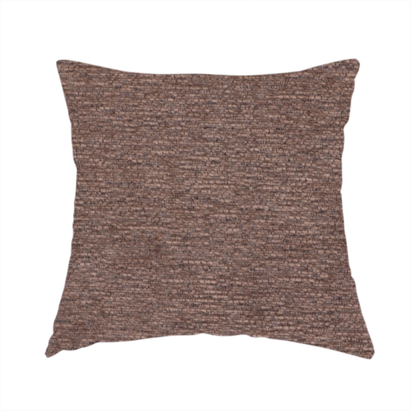 The fabric used to create this handmade cushion is a rich, deep chocolate-brown weave with a sophisticated, textured finish. It is crafted with a dense, nubby construction that creates a subtle horizontal ribbing effect, providing both visual depth and a tactile, grounded feel.