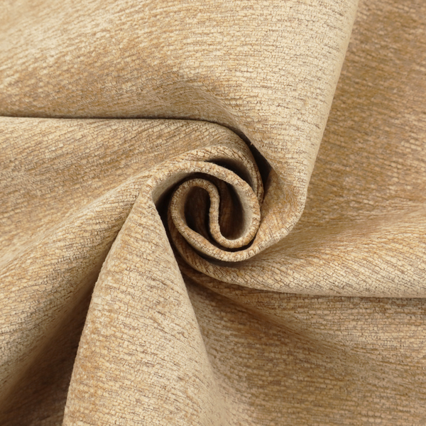 A warm, golden-beige weave with a sophisticated, textured finish. It is crafted with a dense, nubby construction that creates a subtle horizontal ribbing effect, providing both visual depth and a tactile, inviting feel.