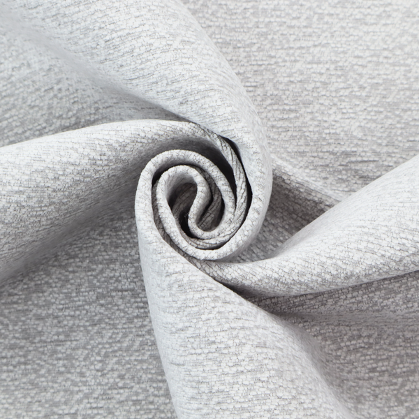 A clean, contemporary light-grey and white weave. It is crafted with a dense, nubby construction that creates a subtle horizontal ribbing effect, providing both visual dimension and a soft, tactile quality.