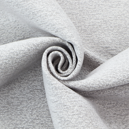 A clean, contemporary light-grey and white weave. It is crafted with a dense, nubby construction that creates a subtle horizontal ribbing effect, providing both visual dimension and a soft, tactile quality.