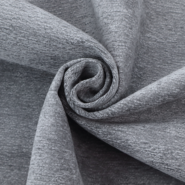A sophisticated, deep charcoal and slate-grey weave. It features a dense, nubby construction that creates an intricate horizontal ribbing effect, providing significant visual depth and a substantial, inviting tactile quality.