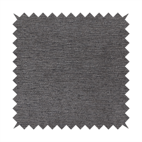 A deep, sophisticated charcoal-grey weave. It is constructed with a dense, nubby texture that creates a subtle, consistent horizontal ribbing effect, providing significant visual depth and a substantial, premium feel.