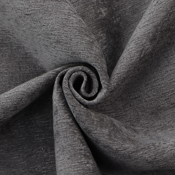 A deep, sophisticated charcoal-grey weave. It is constructed with a dense, nubby texture that creates a subtle, consistent horizontal ribbing effect, providing significant visual depth and a substantial, premium feel.
