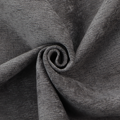 A deep, sophisticated charcoal-grey weave. It is constructed with a dense, nubby texture that creates a subtle, consistent horizontal ribbing effect, providing significant visual depth and a substantial, premium feel.