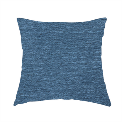 The fabric used to create this handmade cushion is a rich, deep navy-blue weave with a sophisticated, textured finish. It is crafted with a dense, nubby construction that creates a subtle horizontal ribbing effect, providing both visual dimension and a substantial, premium feel.