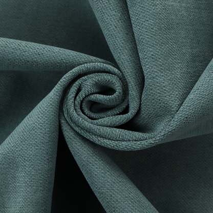 A textured woven fabric in a solid, deep sage green or muted forest green colour.