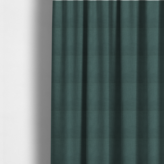 the fabric used to create these made-to-measure curtains is a textured woven fabric in a solid, deep sage green or muted forest green colour.