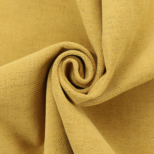 A textured woven fabric in a warm mustard yellow or golden ochre shade.